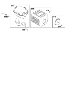Exhaust Group Diagram and Parts List for 130G32-0184-F1 100000 - 19Z999 Briggs and Stratton Engine
